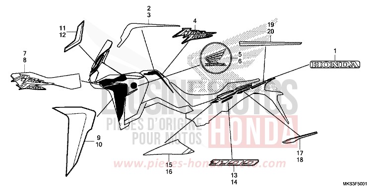MARKE/STREIFEN (2) von Africa Twin Schaltgetriebe GRAND PRIX RED (R380B) von 2020